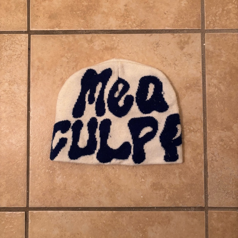 Mea Culpa White and Blue Beanie